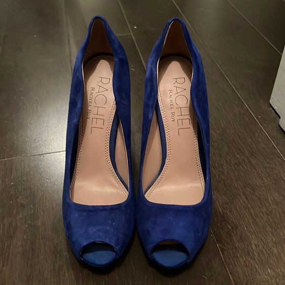 Brand new - never worn! Rachel Roy electric blue suede peep toe heel- size 8 - Picture 1 of 9